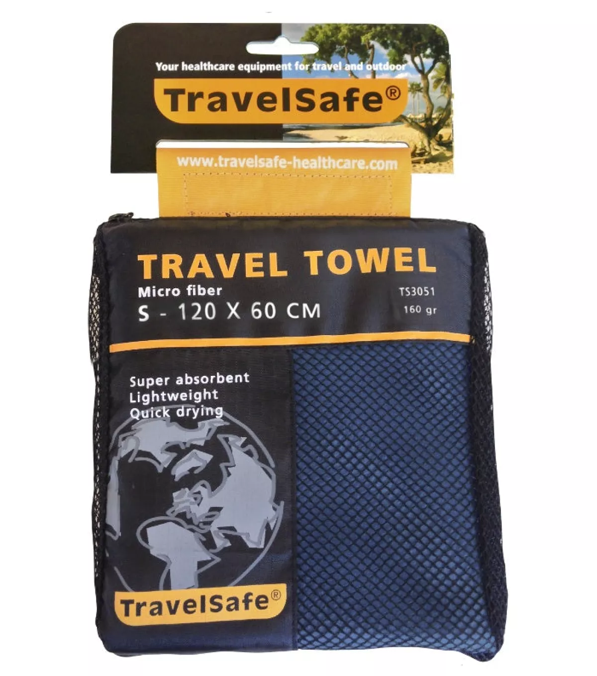 #2 - Travelsafe Rejsehåndklæde Blå - Small