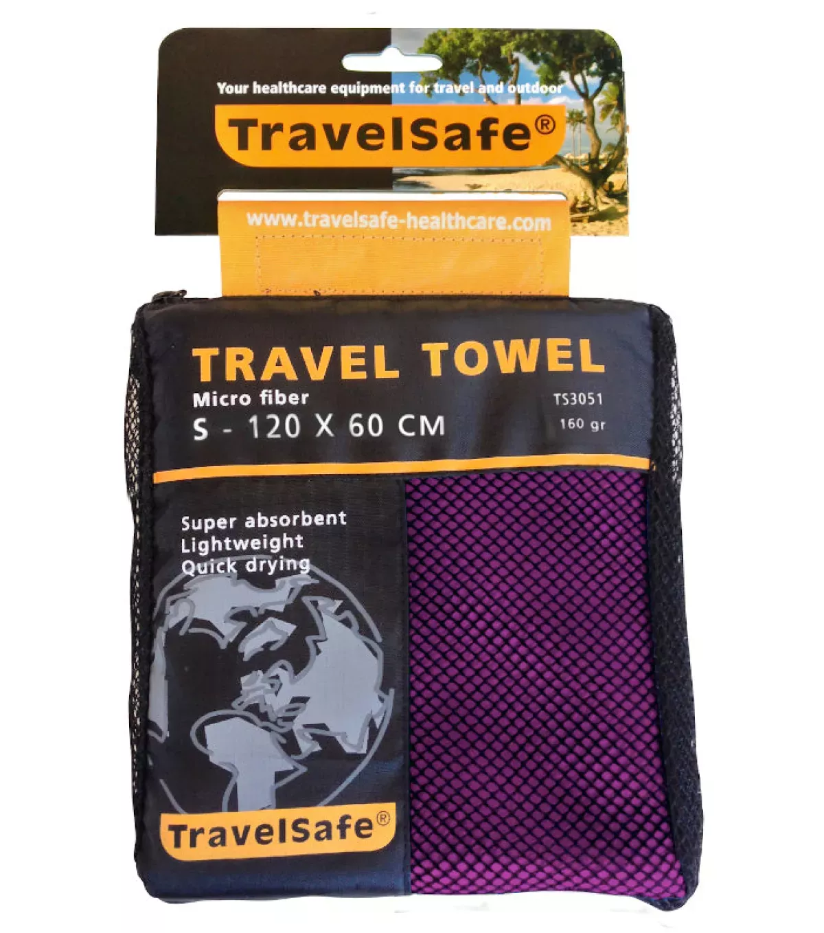 #1 - Travelsafe Rejsehåndklæde Lilla - Small