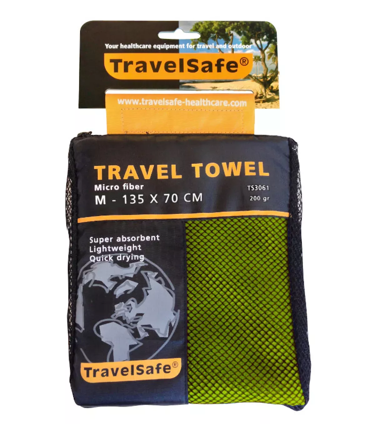 #2 - Travelsafe Rejsehåndklæde Grøn - Medium
