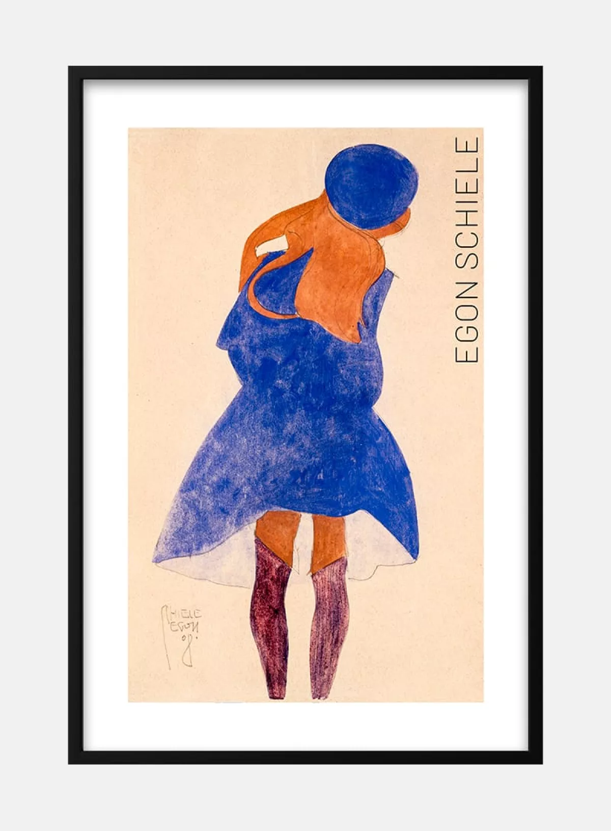 #3 - Standing Girl, Back View (1908) by Egon Schiele kunstplakat
