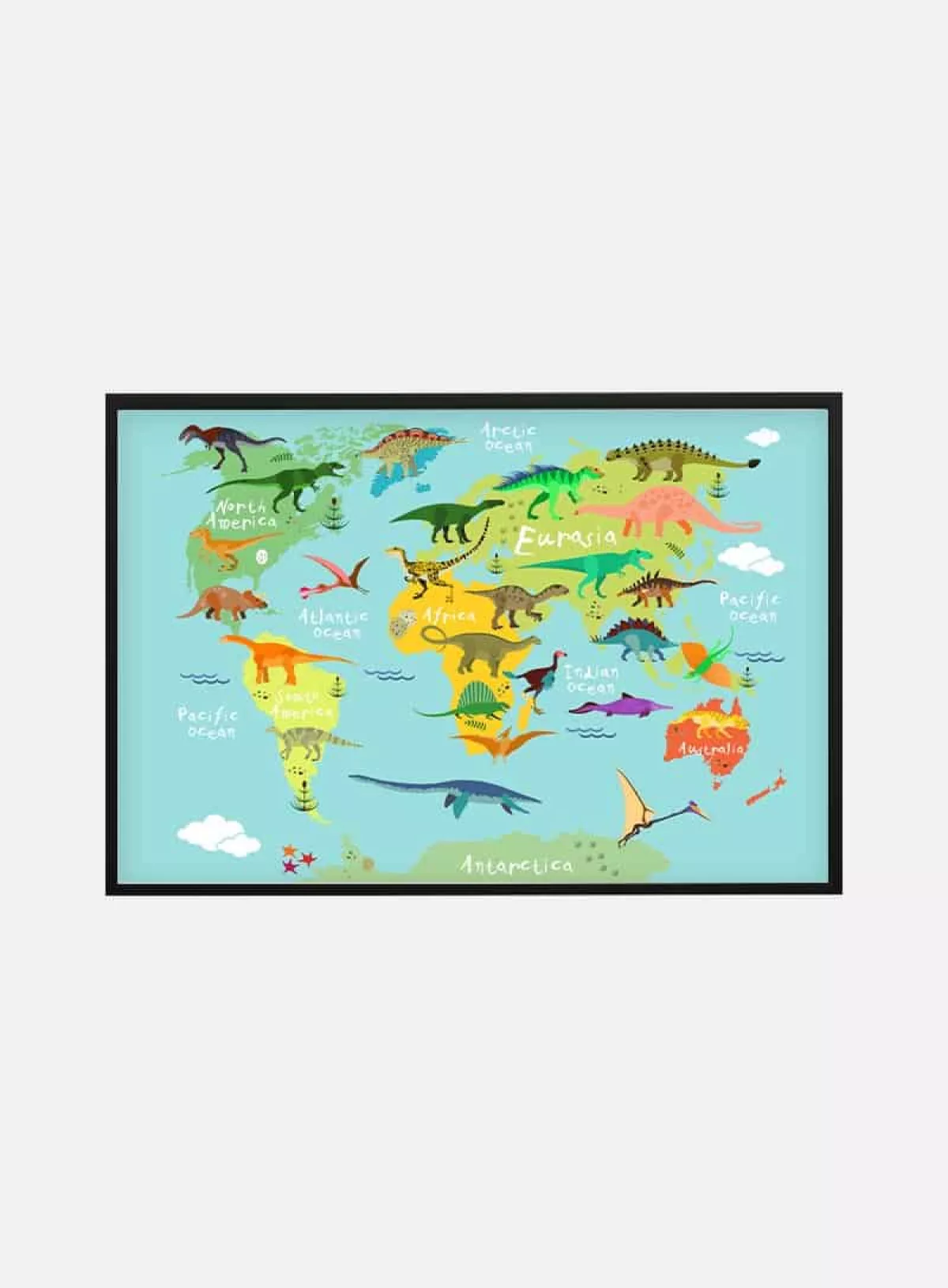 #3 - Dinosaur Verdenskort Plakat til børn
