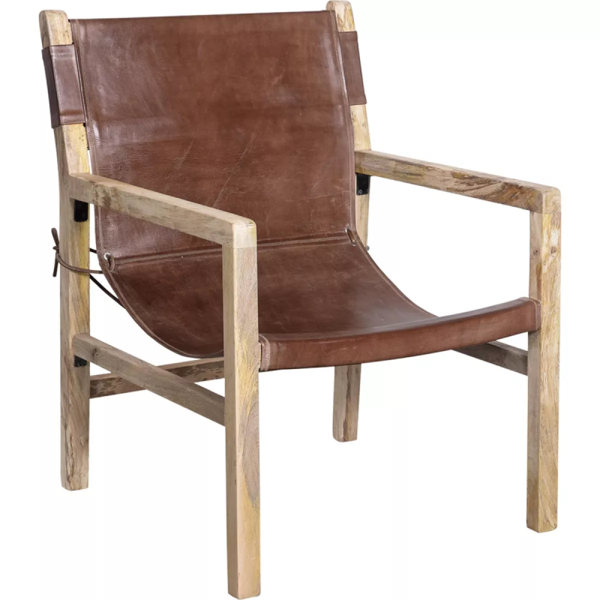 #1 - Blixen loungestol med lædersæde - antikbrun