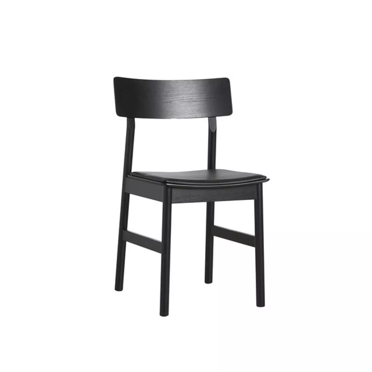 #1 - WOUD Pause spisebordsstol - sort læder og asketræ