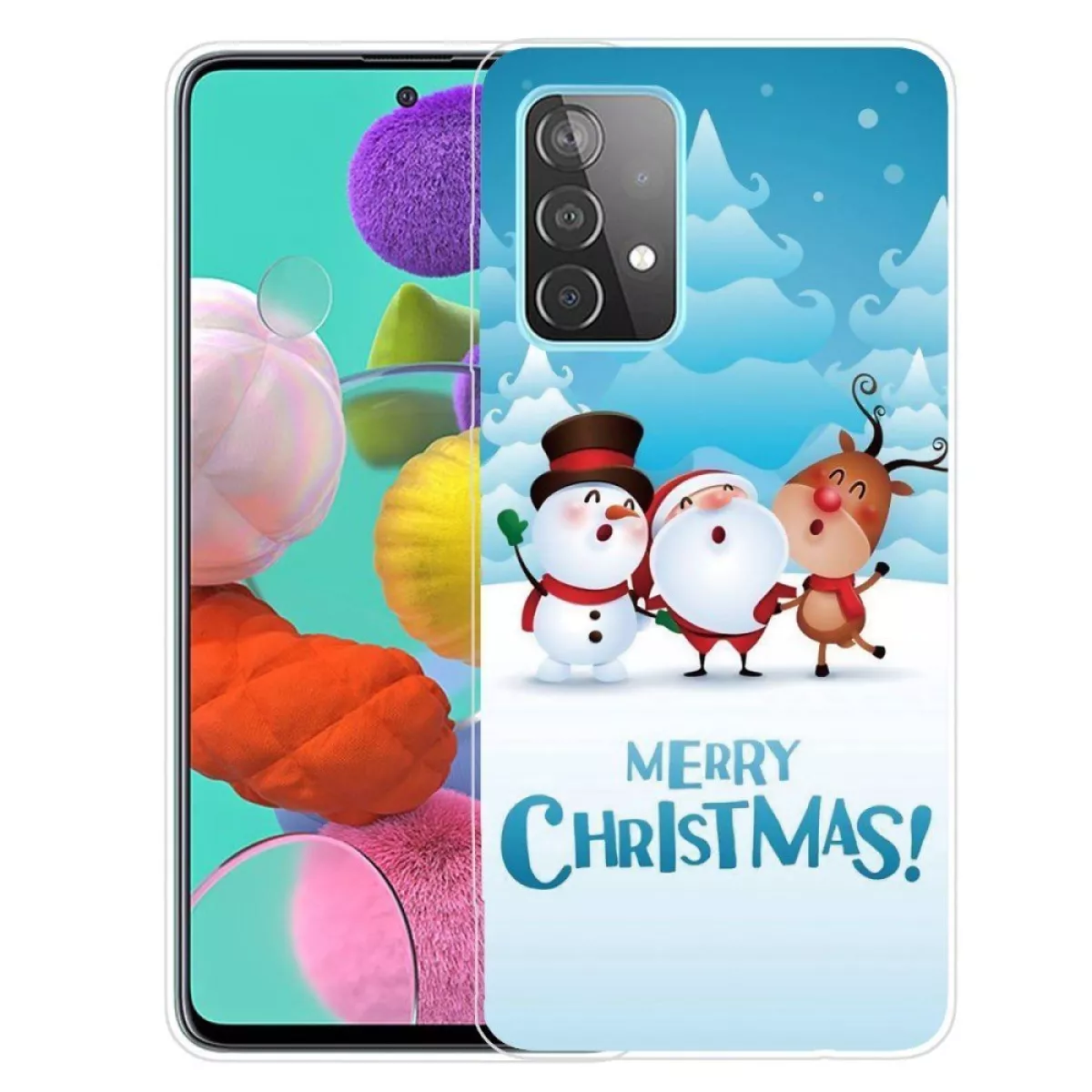 #1 - Samsung Galaxy A32 (4G) TPU Plast Julecover - Merry Christmas - Julemand & Venner