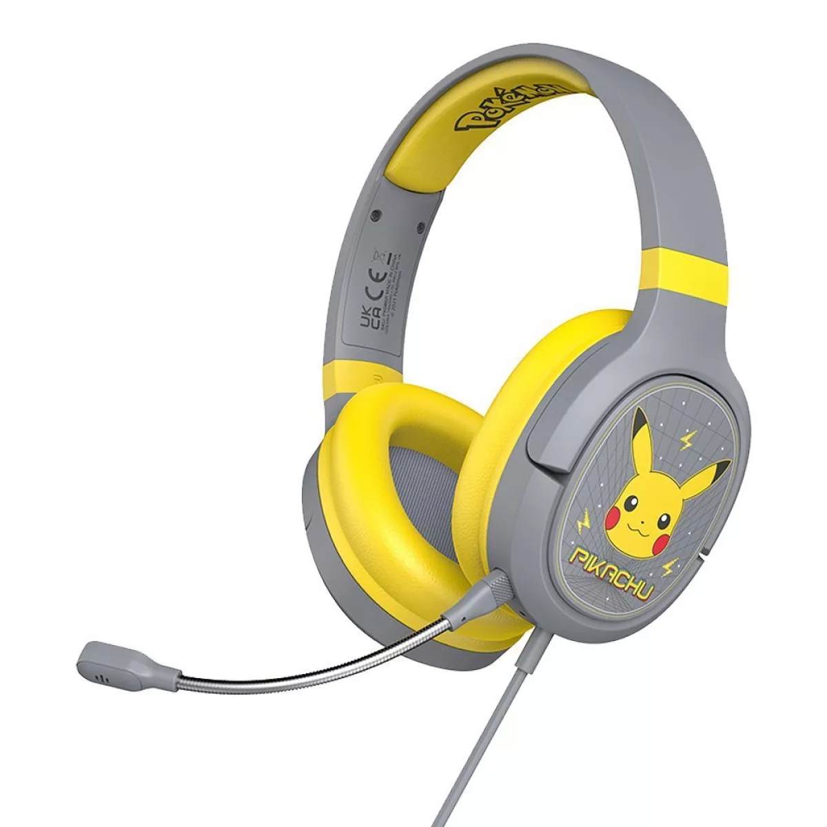 #2 - Over-Ear Gaming Headset Pro G1 m. Aftagelig Mikrofon - Pokémon Pikacu - Grå / Gul