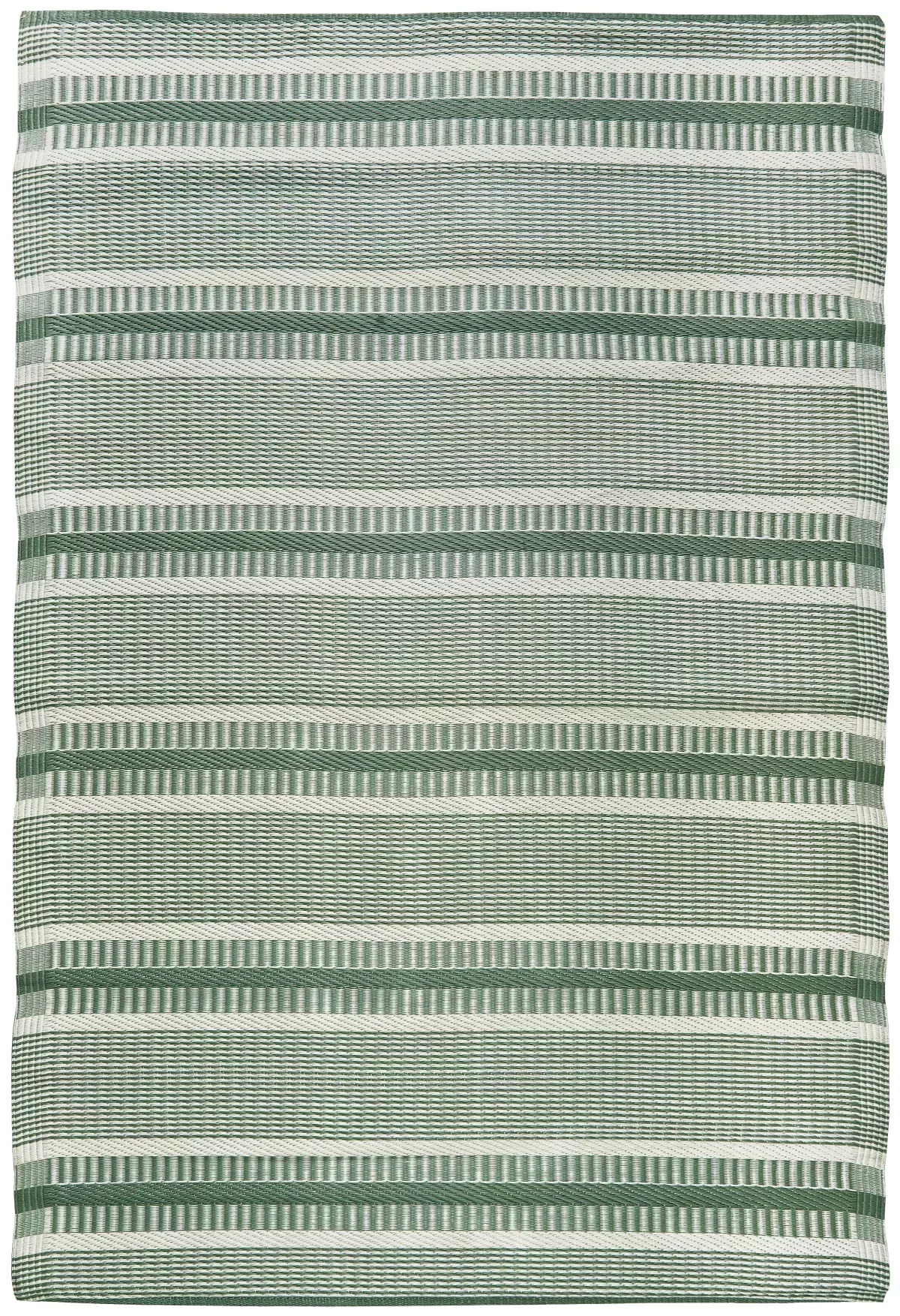 #3 - Ib Laursen gulvtæppe stribet grøn i recycled plastik 120 x 180 cm