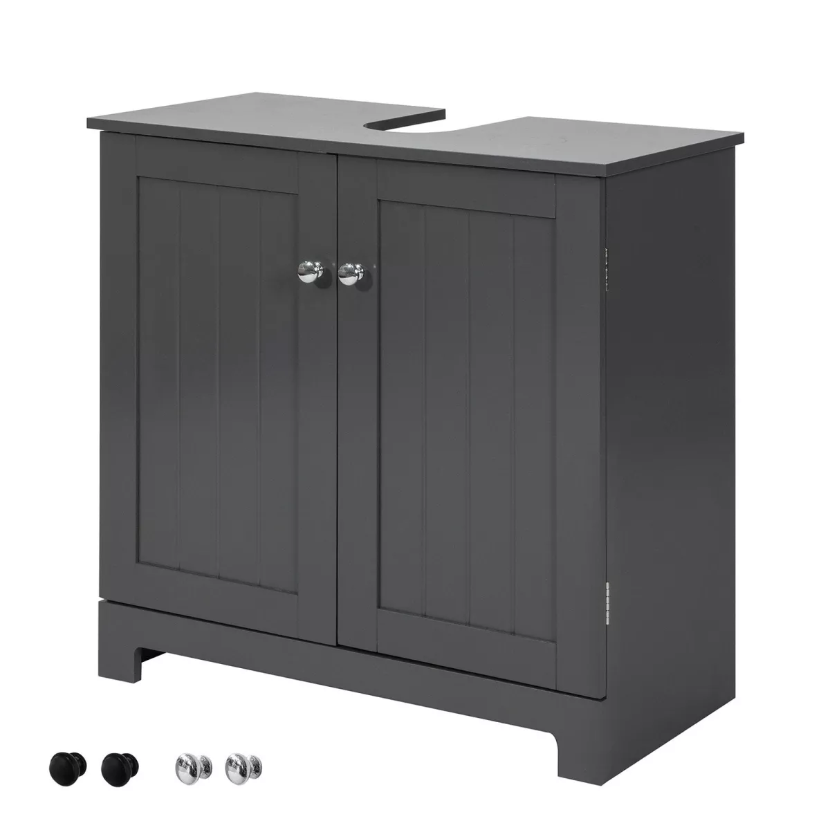 #1 - Vaskeskab til badeværelse med 2 døre - 60x30x60 cm, grå