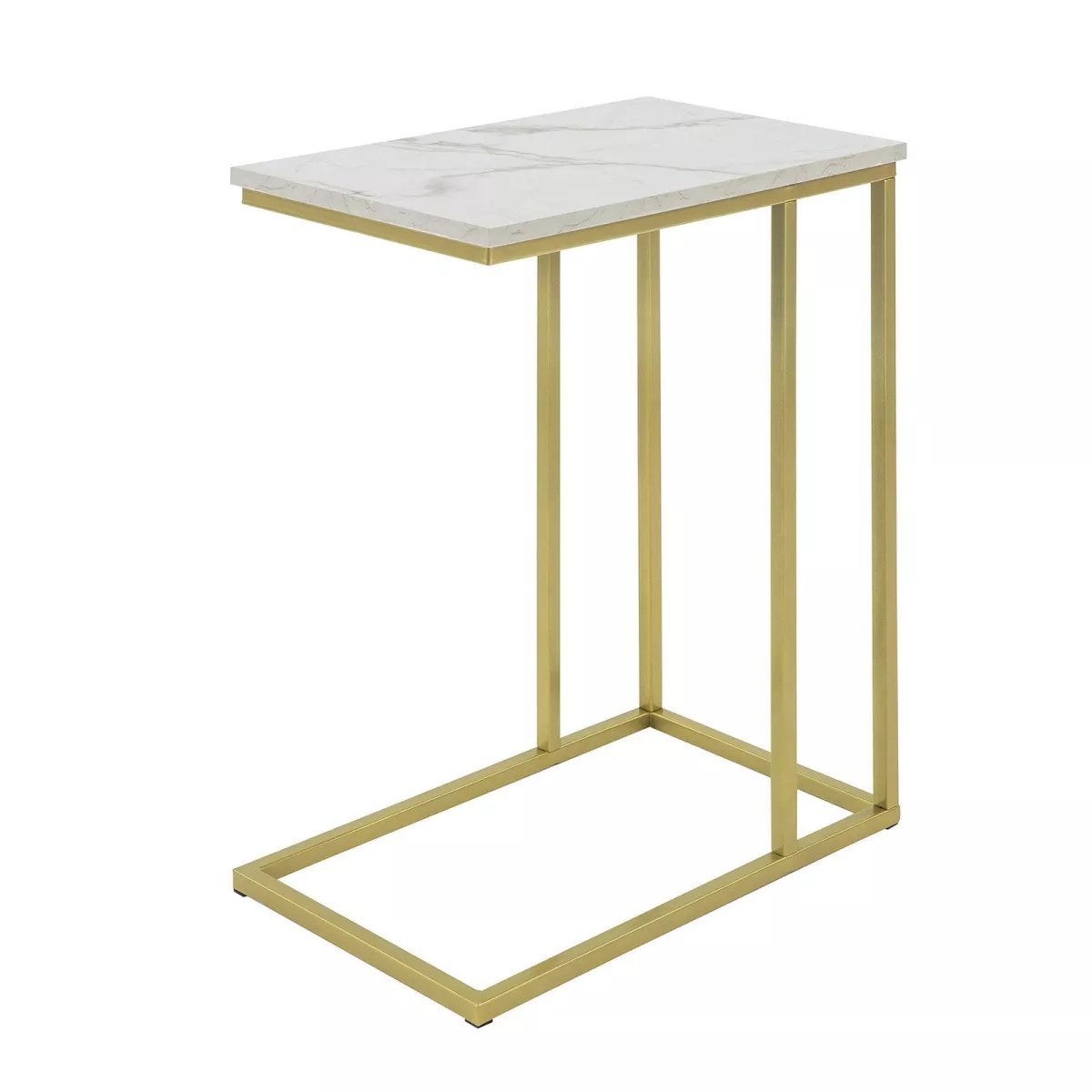 #1 - Sofabord i glam-stilen, bordplade med marmor-effekt og guldfarvede ben