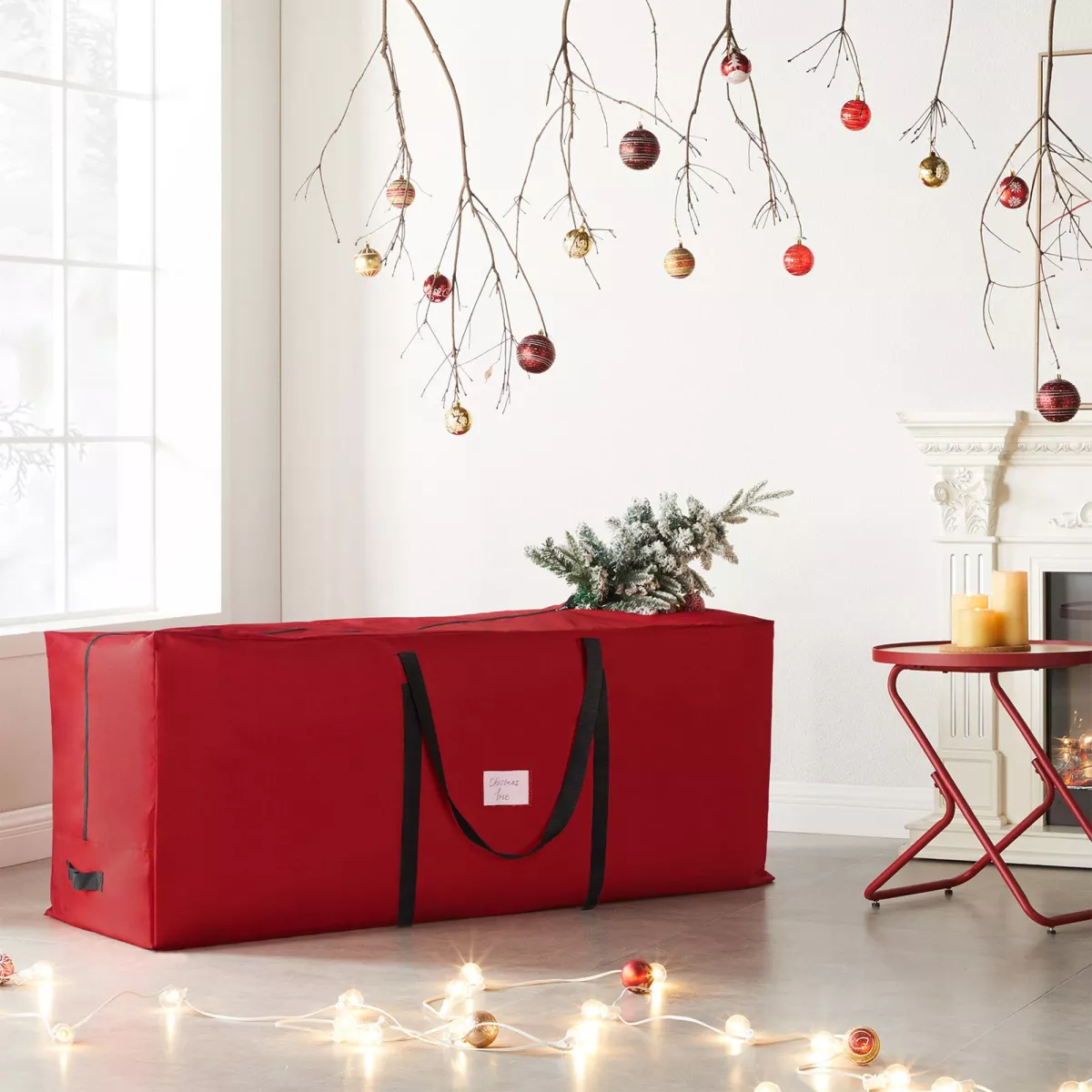 #1 - Rummelig opbevaringstaske til julesager, rød
