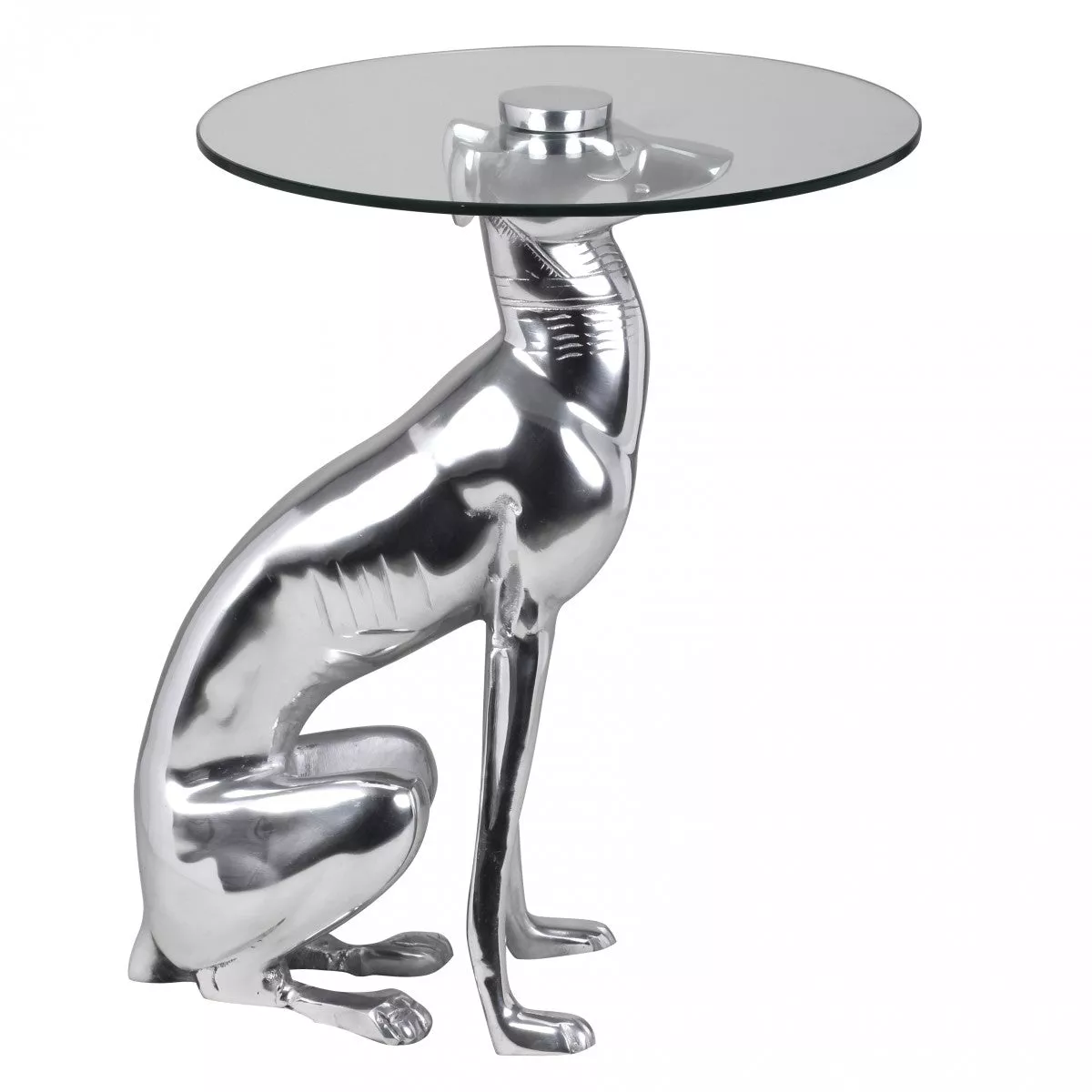#3 - Design Skulptur Dekoration Sidebord Figur Hund Aluminium Farve Sølv