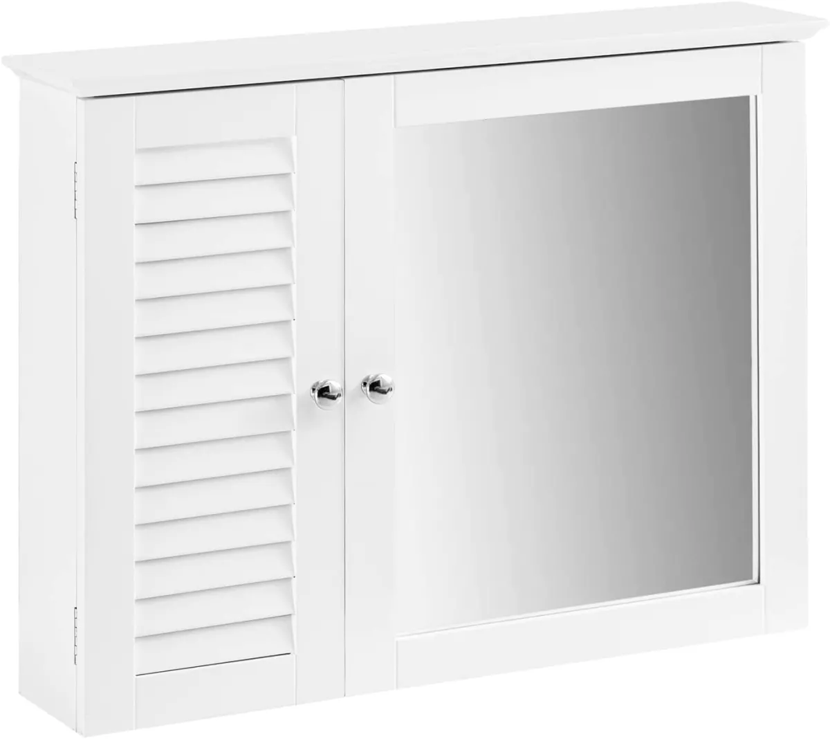 #2 - Vægskab med spejl, 2 døre til badeværelset i skandinavisk stil, 65x15x49 cm, hvid