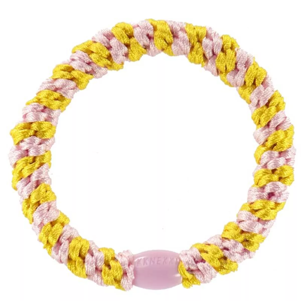 #1 - Kknekki by Bon Dep hårelastik / elastik - Yellow-Pink Stripe