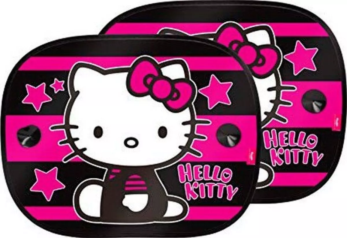 #2 - Solskærm Til Bil For Børn - Hello Kitty - Pink - 2 Stk