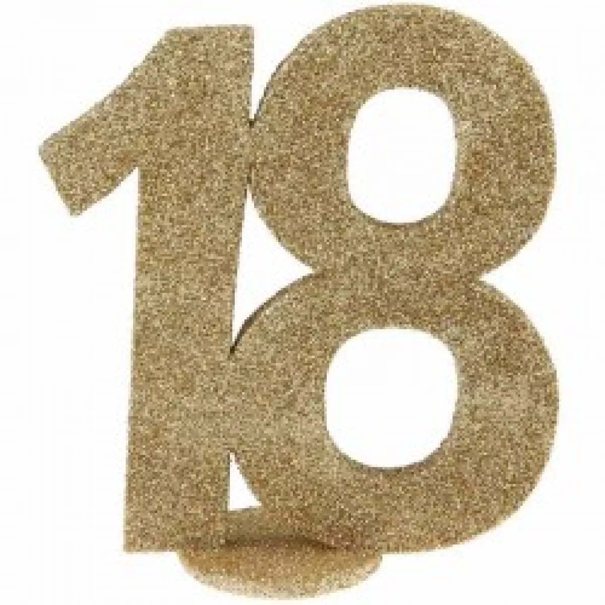 #1 - Guld glimmer Fødselsdagstal 18 År. 1 Stk.