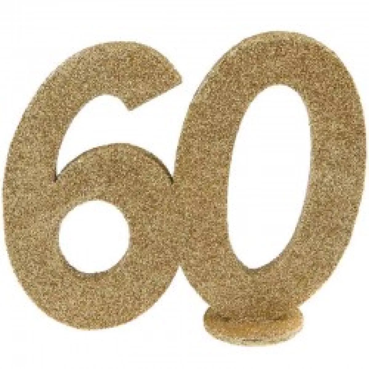 #1 - Guld glimmer Fødselsdagstal 60 År. 1 Stk.