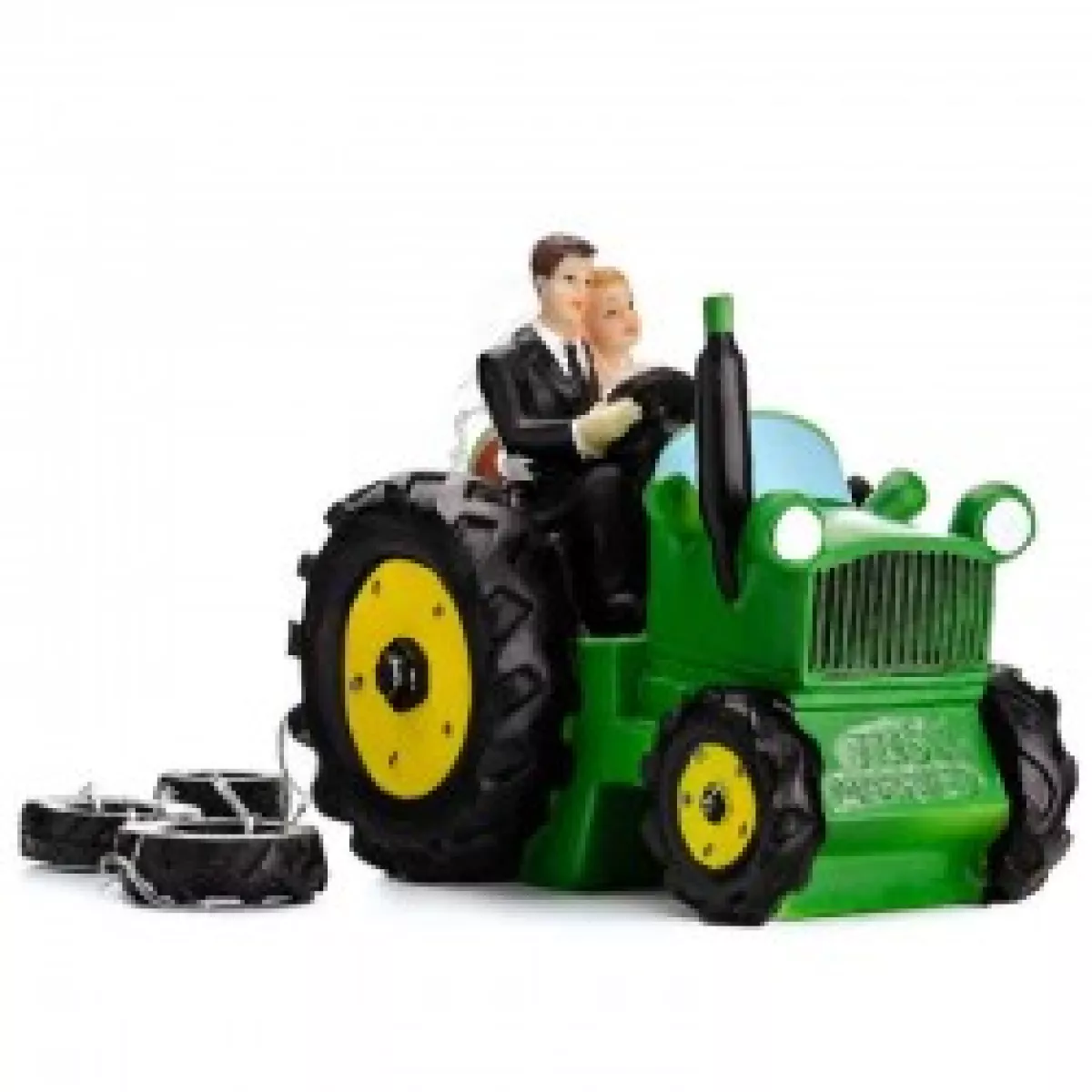 #1 - Brudepar kage figur (På traktor) - 11 cm