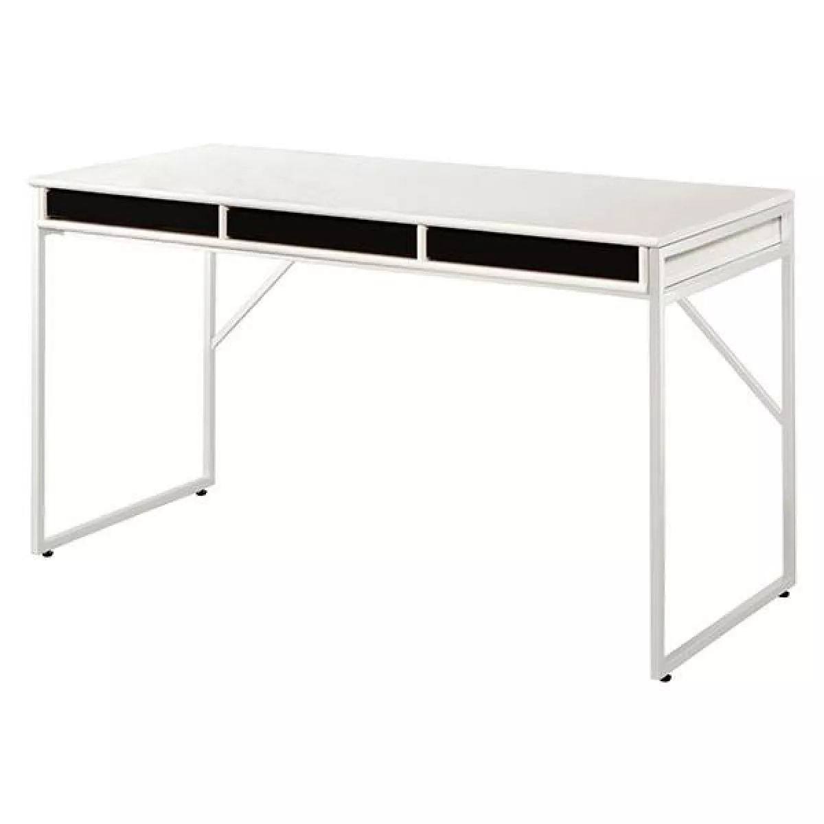 #2 - Mistral skrivebord med 3 skuffer - Hvid m. skuffer i sortbejdset