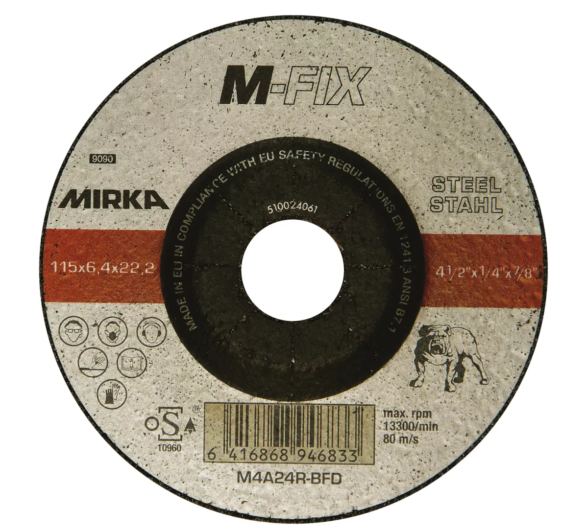 #1 - MIRKA Skrubskive, m-fix stål 125x6,4mm