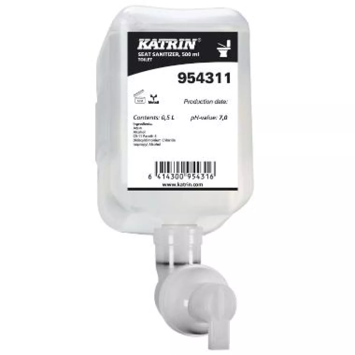 #1 - Katrin Toilet Seat Sanitizer, desinfektion til toiletbræt, 500 ml. refill, 12 stk.