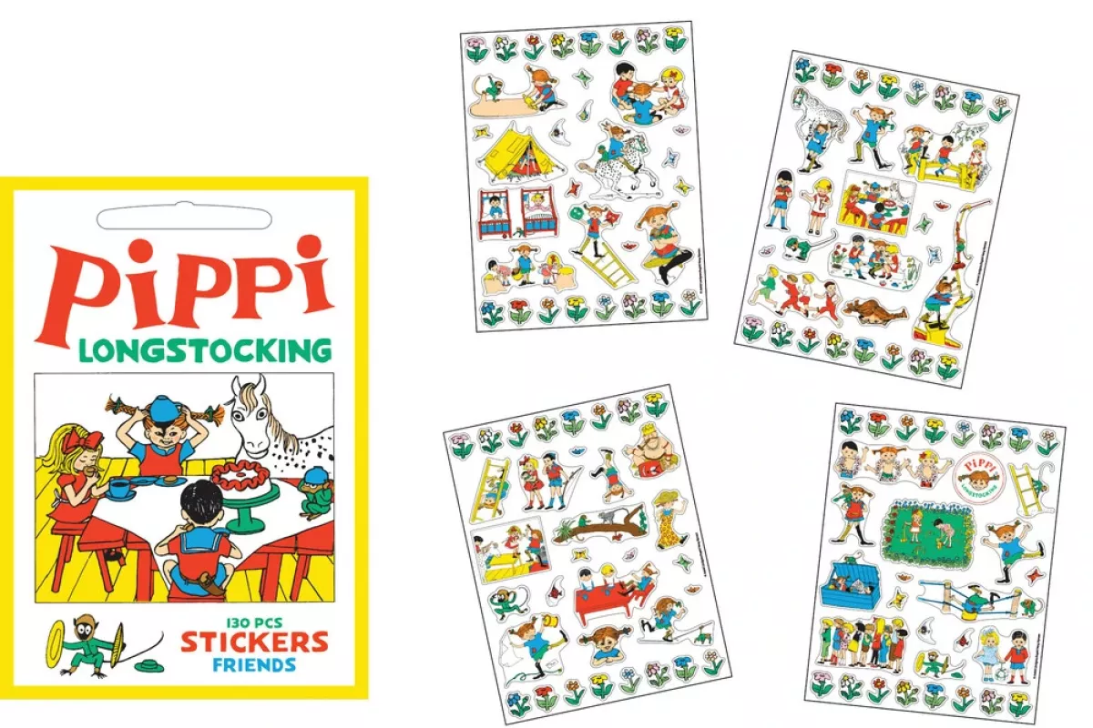 #2 - Pippi Langstrømpe Klistermærker - Pippi Og Venner - 130 Stk
