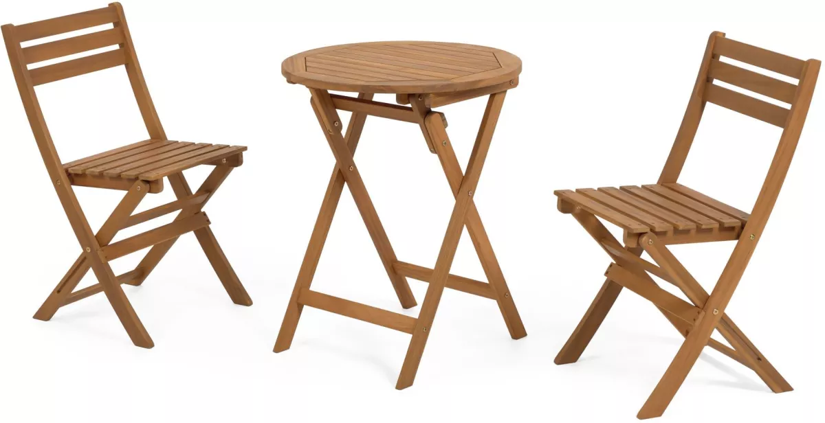 #3 - Elisia, Cafesæt med bord og 2 stole by LaForma (H: 82 cm. B: 60 cm. L: 60 cm., Natur)
