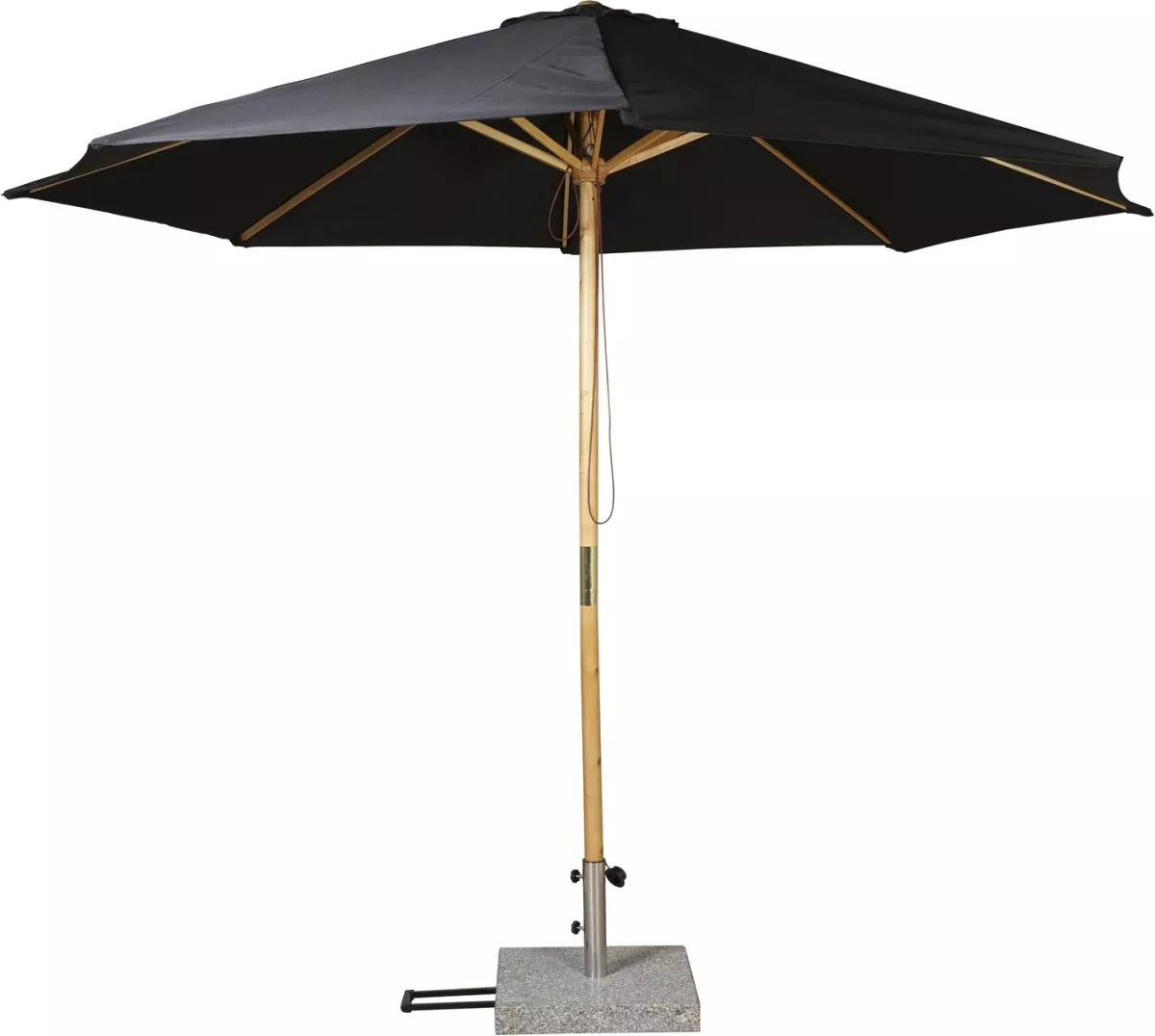 #1 - Naxos, Udendørs fritstående parasol, træ by Venture Design (D: 300 cm. x H: 250 cm., Sort)