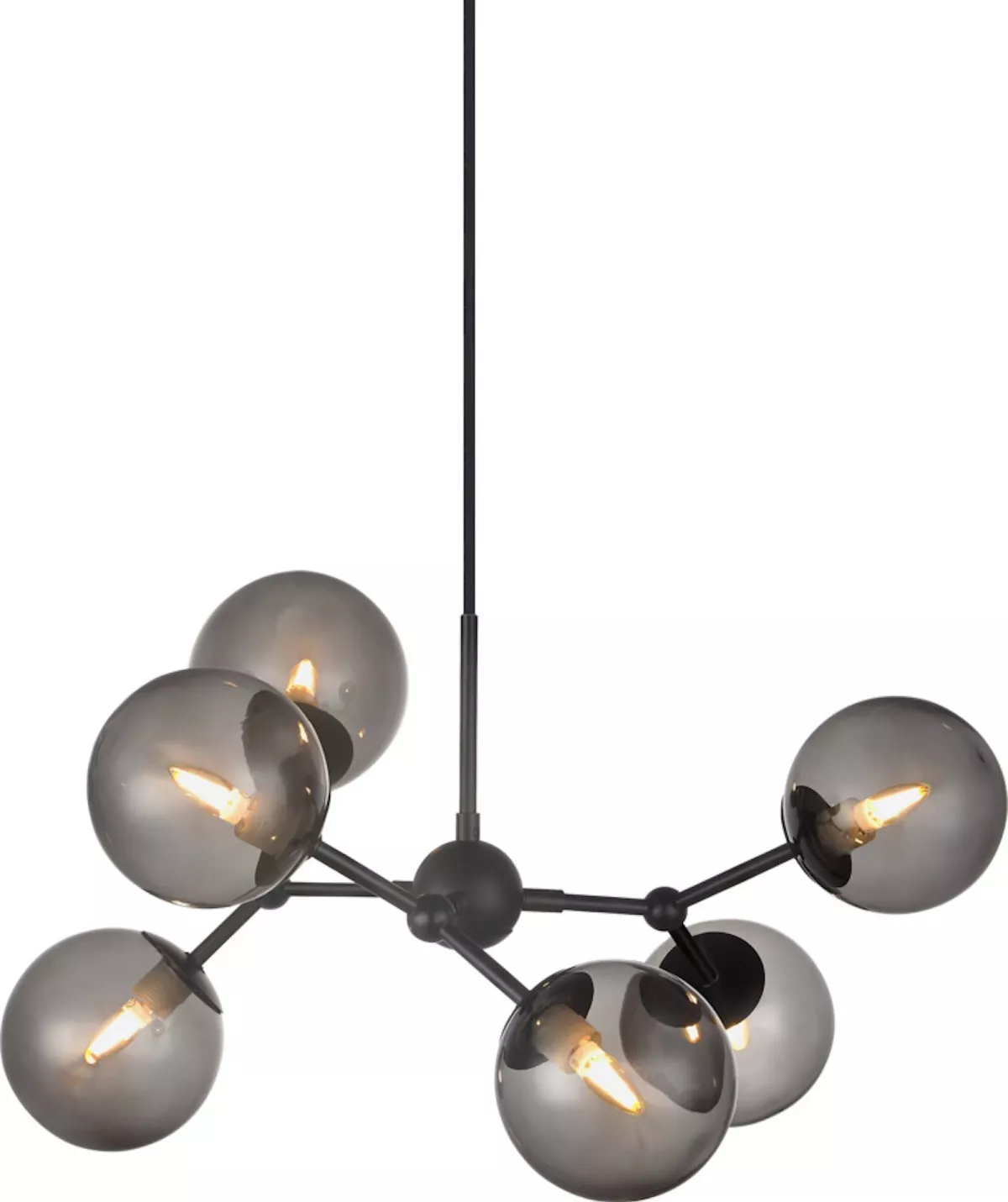 #1 - Atom, Pendel lampe, 6 x LED by Halo Design (D: 57 cm. x H: 28 cm., Sort/Smoke)