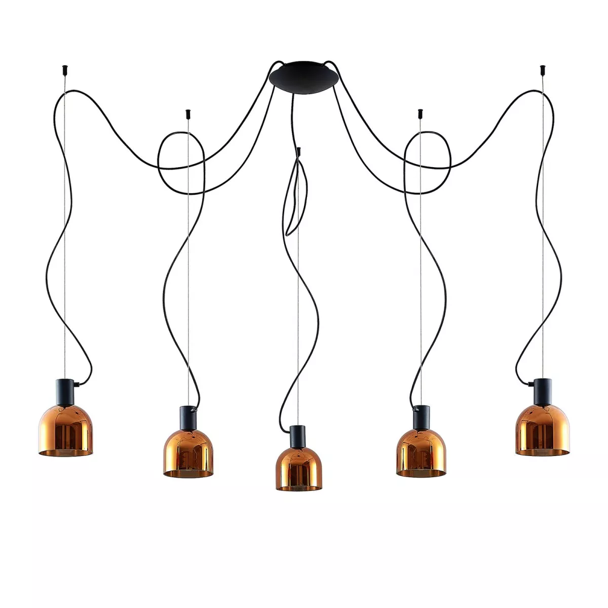 #1 - Lucande Serina hængelampe, 5 lyskilder, kobberglas