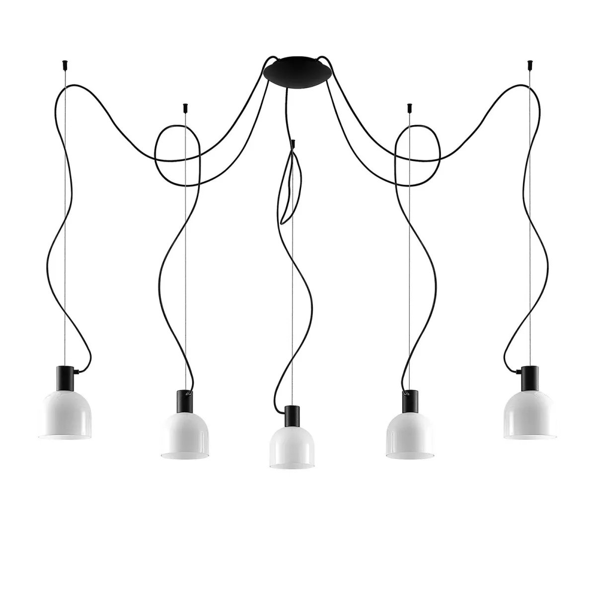 #1 - Lucande Serina hængelampe, 5 lyskilder, hvidt glas