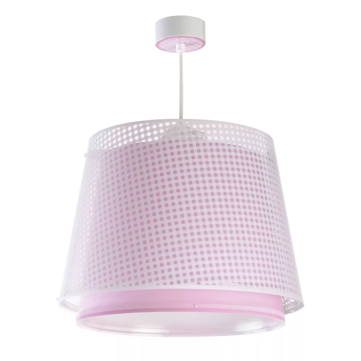 #3 - Vichy hængelampe til børn, 1 lyskilde, rosa