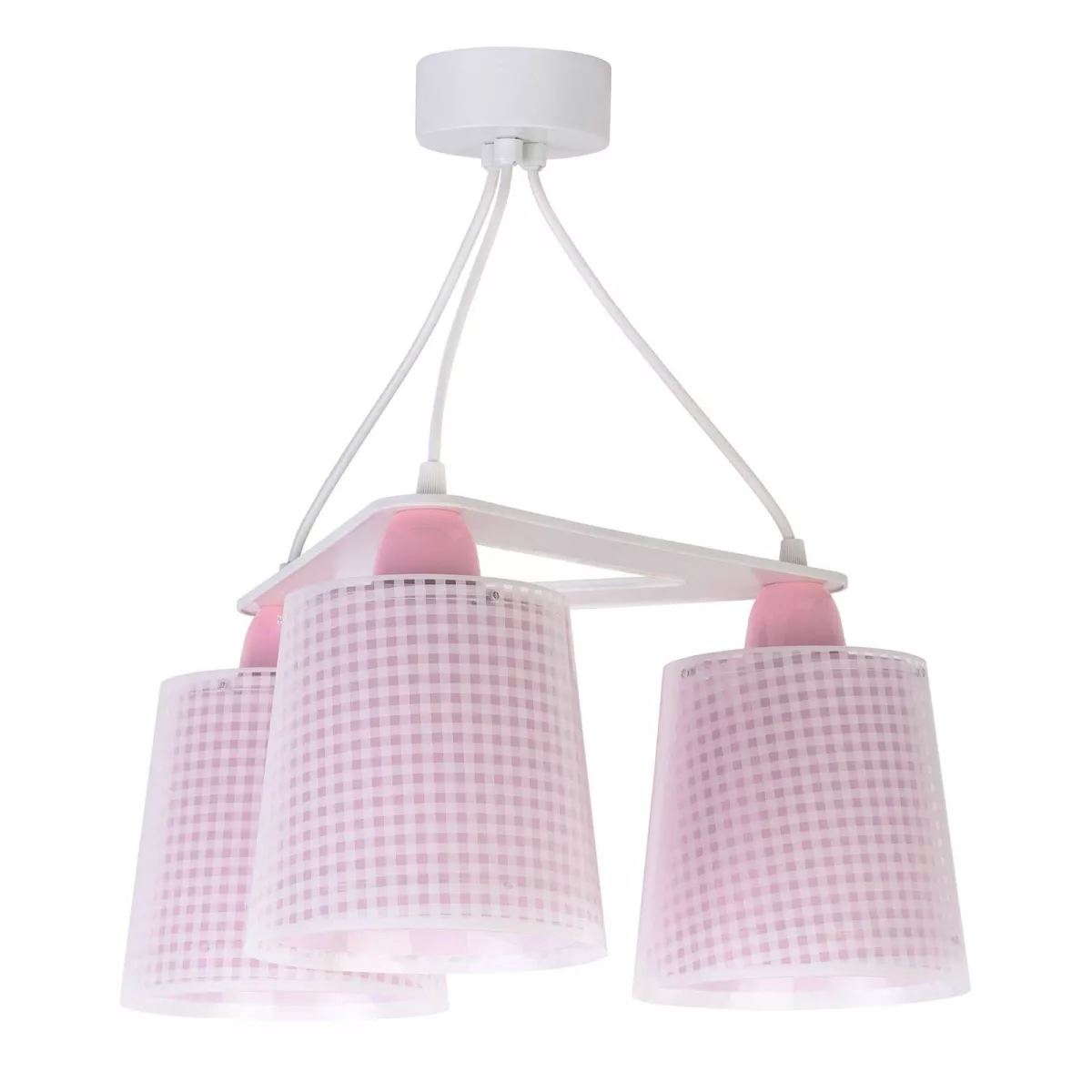 #1 - Vichy hængelampe til børn, 3 lyskilder, rosa