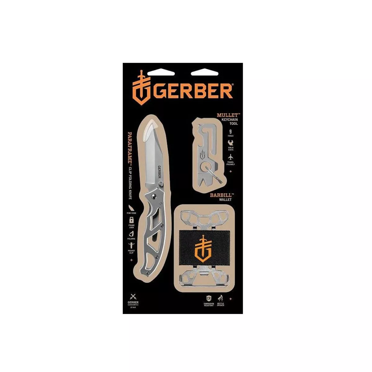 #1 - Gerber Paraframe I Foldekniv, Multi-Tool og Kortholder Sæt