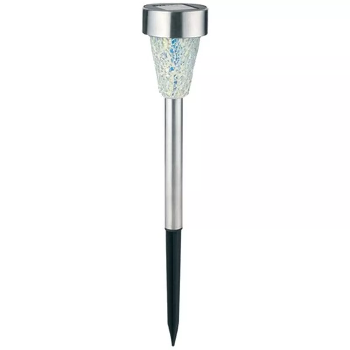 #2 - Solcelle havelampe - Mosaik/sølv, med spyd, 40cm høj
