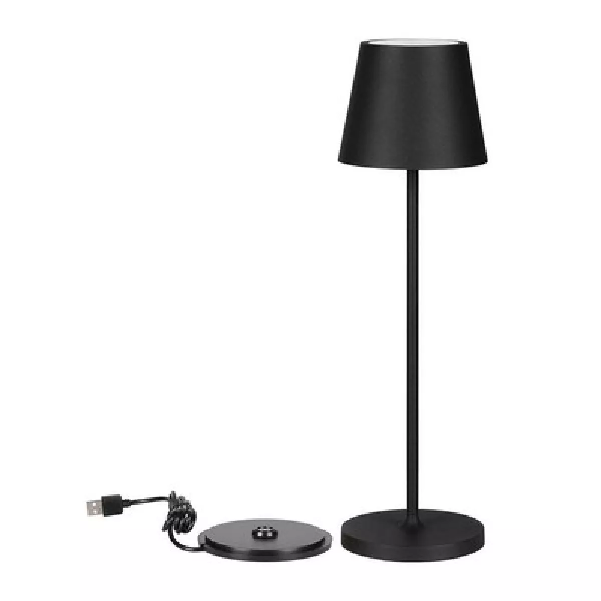 #1 - V-Tac opladelig bordlampe, trådløs - Sort, IP54 udendørs bordlampe, touch dæmpbar, model mini