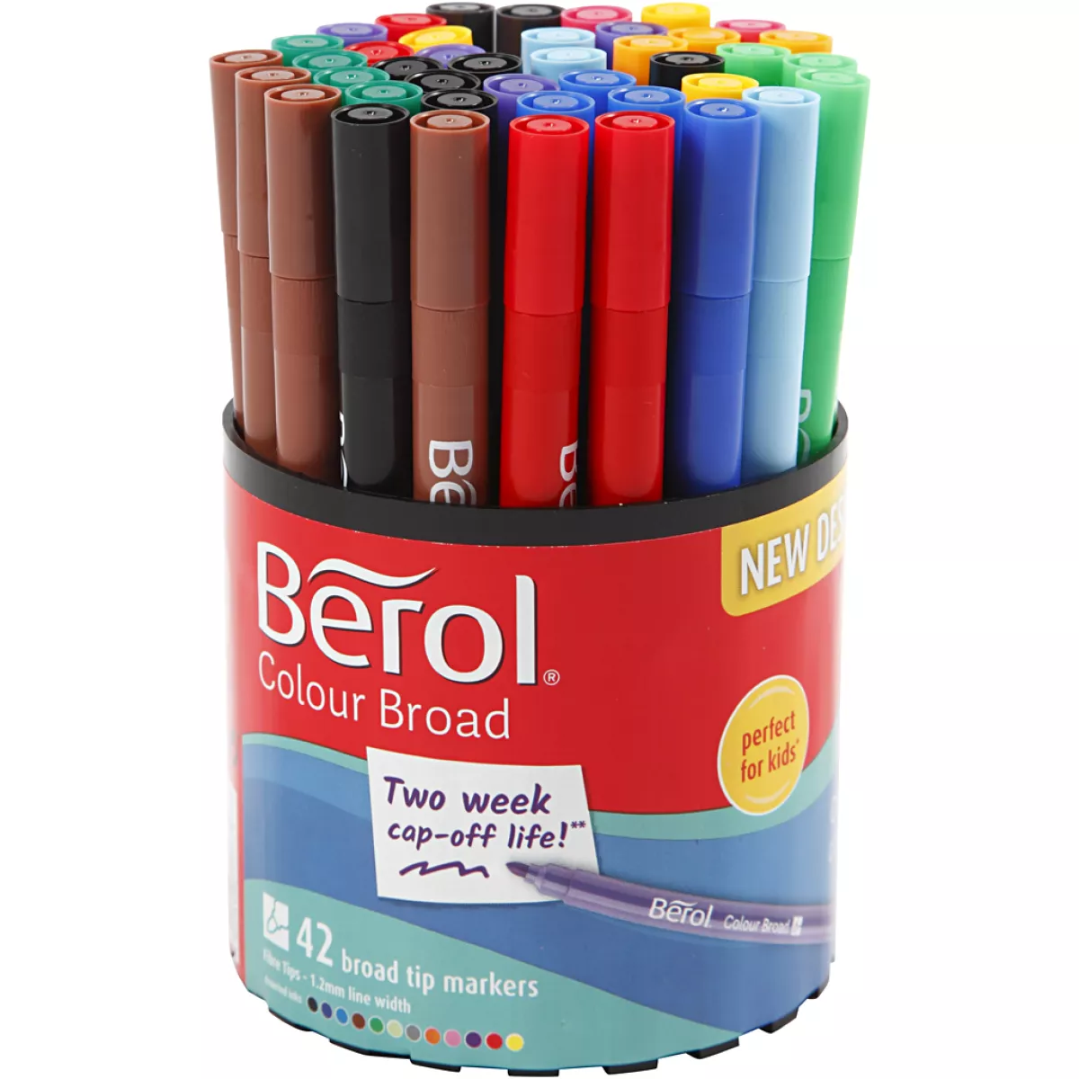 #3 - Berol Colourfine tusch, diam. 10 mm, streg 0,3-0,7 mm, ass. farver, 42 stk./ 1 ds.