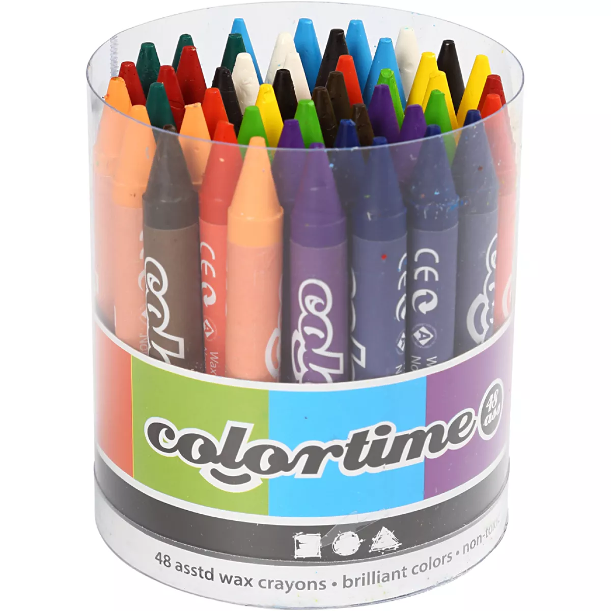 #1 - Colortime farvekridt, L: 10 cm, tykkelse 11 mm, ass. farver, 48 stk./ 1 pk.