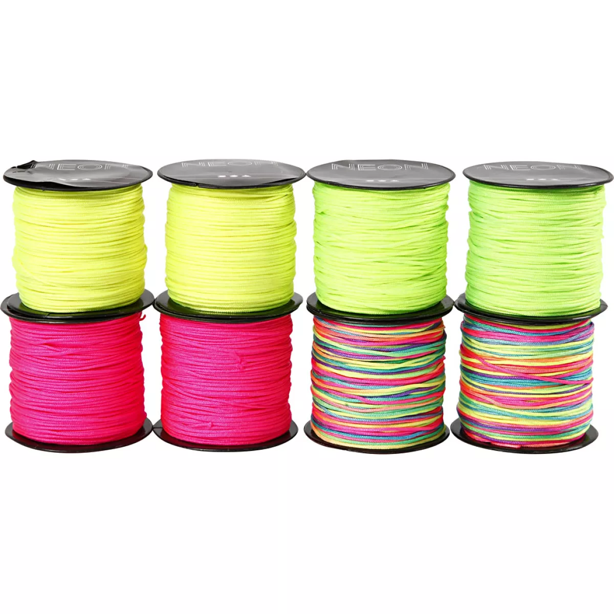 #3 - Knyttesnor, tykkelse 1 mm, neon grøn, neon pink, neon gul, neonmix, 8x28 m/ 1 pk.