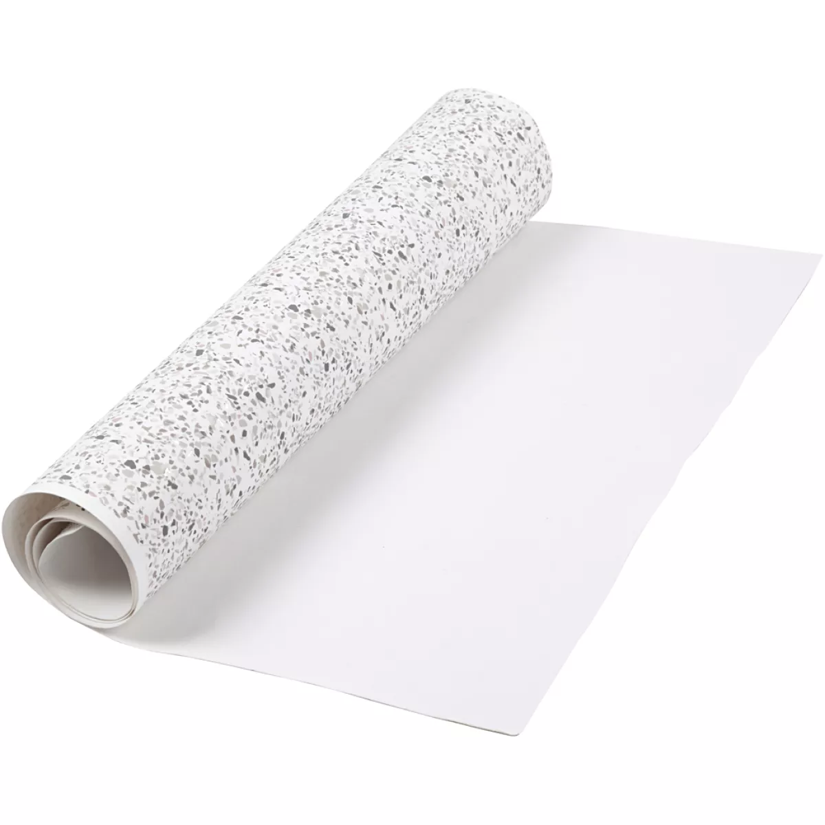 #2 - Læderpapir, terrazzo, B: 49,5 cm, folie,print, 350 g, hvid, 1 m/ 1 rl.
