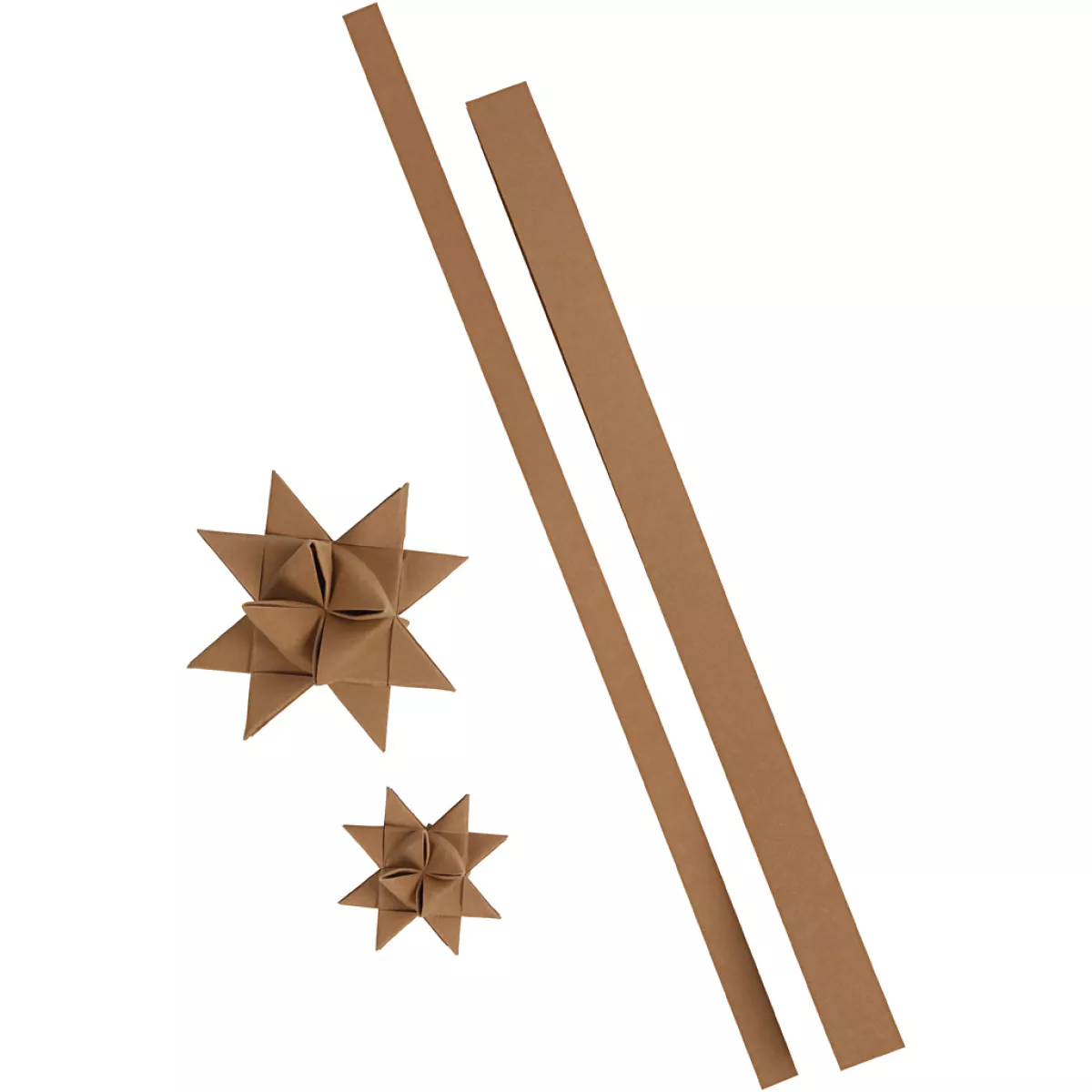 #2 - Stjernestrimler, L: 44+78 cm, B: 15+25 mm, 350 g, natur, 24 strimler/ 1 pk.