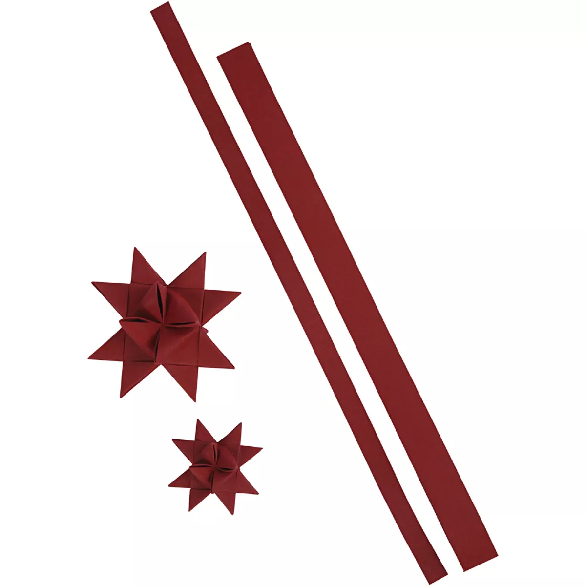 #3 - Stjernestrimler, L: 44+78 cm, B: 15+25 mm, 350 g, rød, 24 strimler/ 1 pk.
