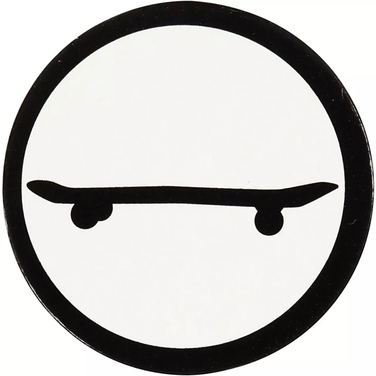 #1 - Kartonmærkat, skateboard, diam. 25 mm, hvid/sort, 20 stk./ 1 pk.