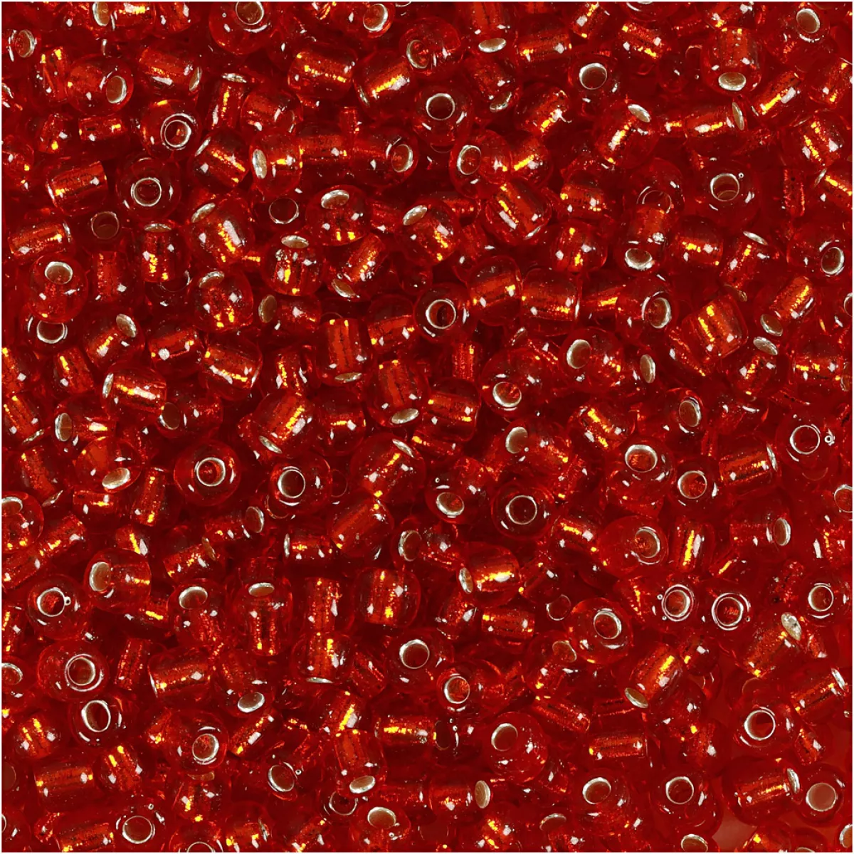 #2 - Rocaiperler, diam. 3 mm, str. 8/0 , hulstr. 0,6-1,0 mm, metal rød, 25 g/ 1 pk.