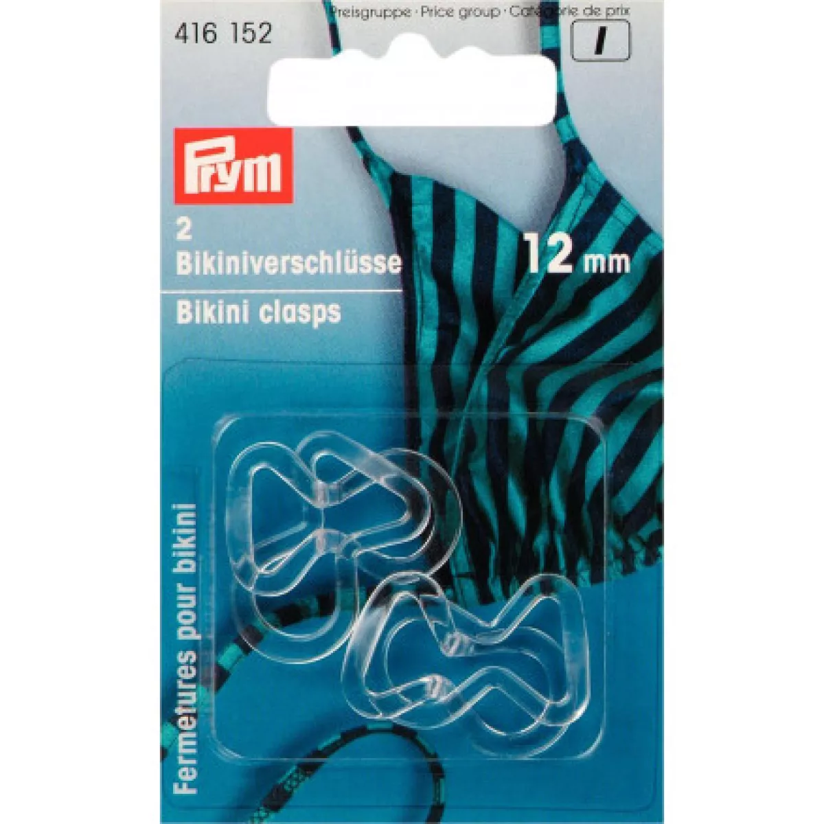 #1 - Prym Bikini hægter/Bikini lukninger Plastik Transparent 12mm - 2 sæt