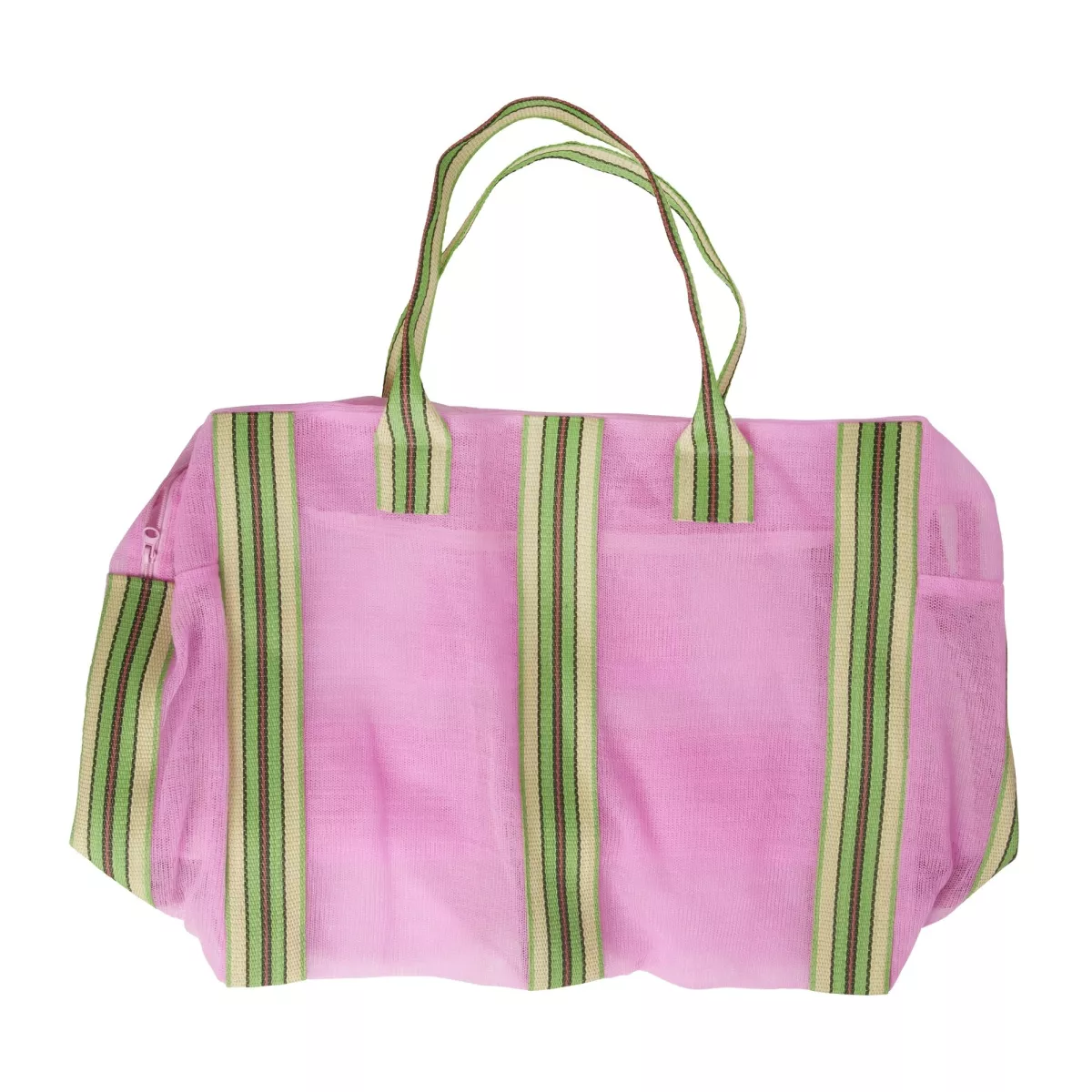 #3 - Rice - Genbrugs Weekendtaske Pink med Stribede Kanter