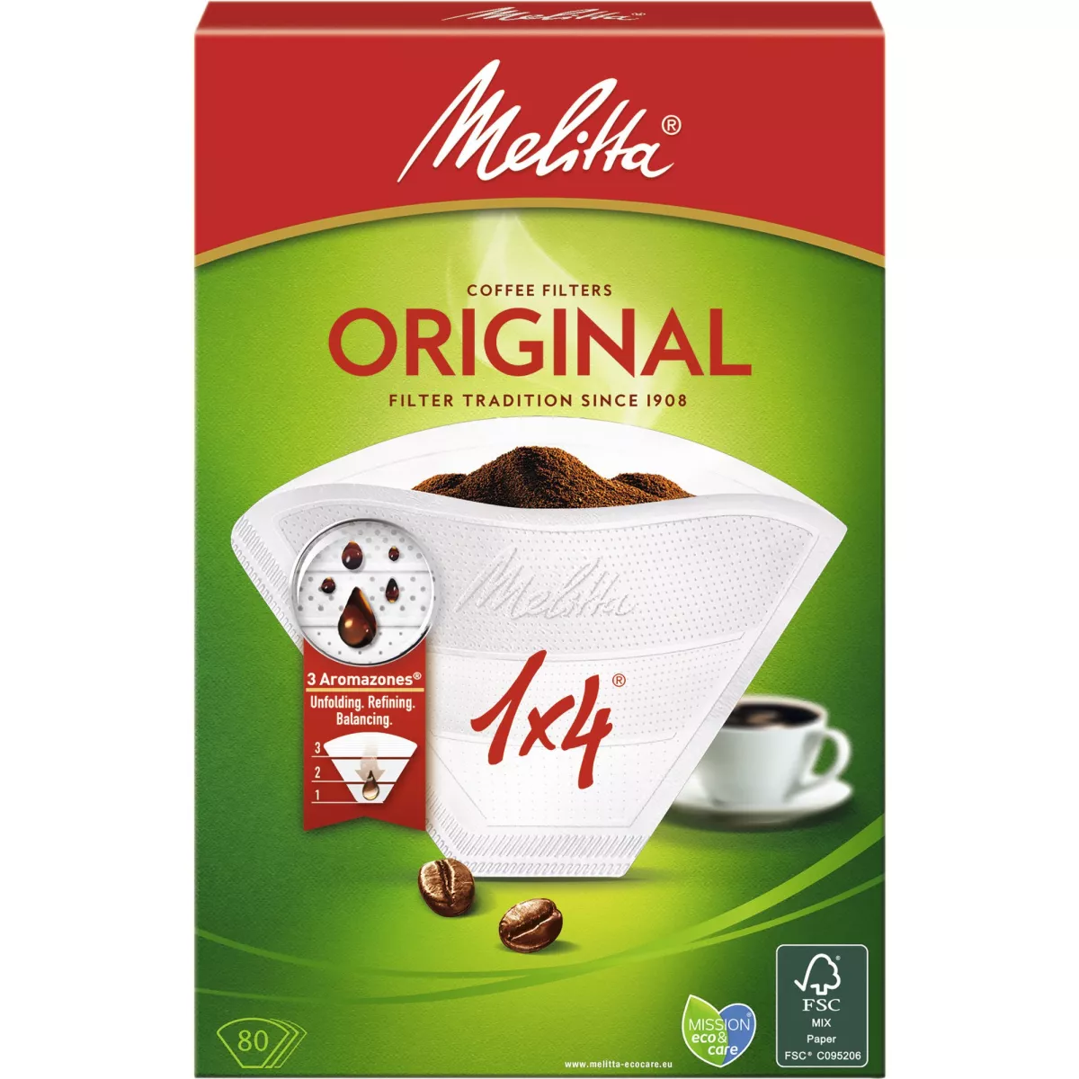 #1 - Melitta 1x4/80 Kaffefiltre, hvid