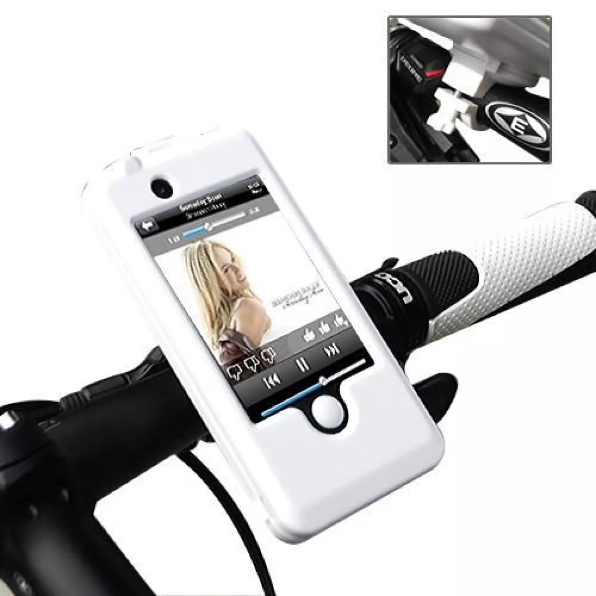 #2 - Vandtæt cykelholder / styrholder til iPhone 4 / 4S. Hvid.