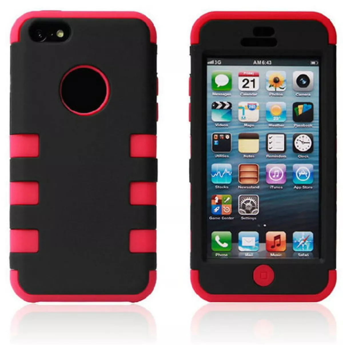 #3 - 3-delt Robot silicone cover til iPhone 5C. Rød.