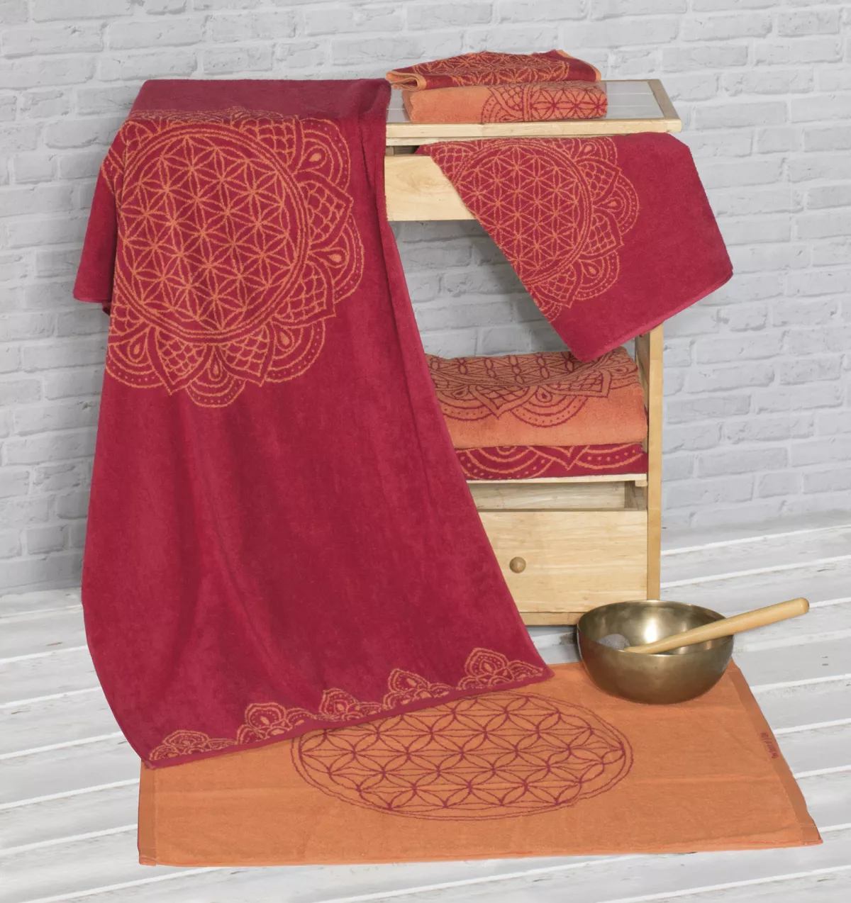 #1 - Håndklæder, økologiske - Rubinrød/Koral Badelagen 88*198 cm
