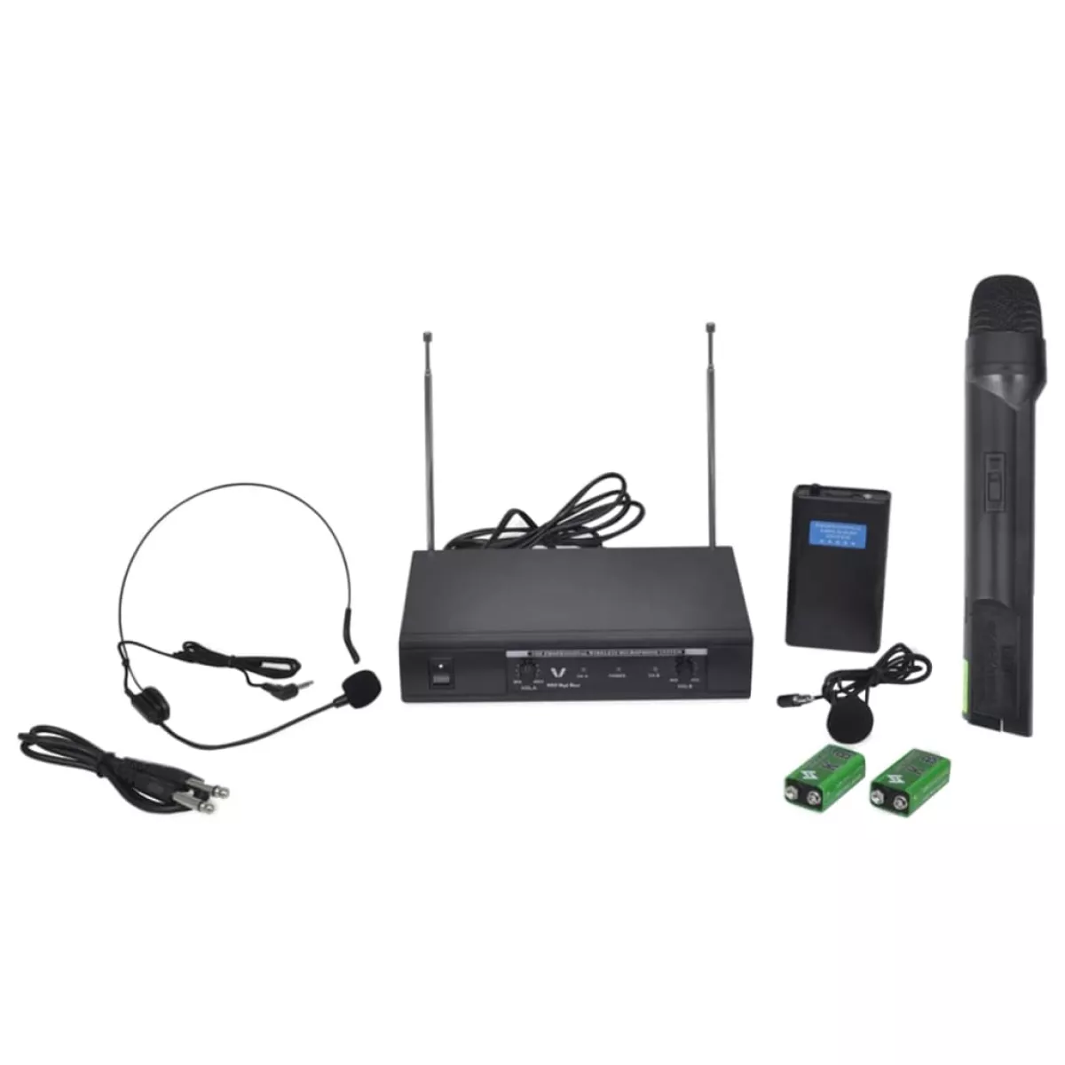 #1 - vidaXL modtager med 1 trådløs mikrofon og 1 trådløst headset VHF
