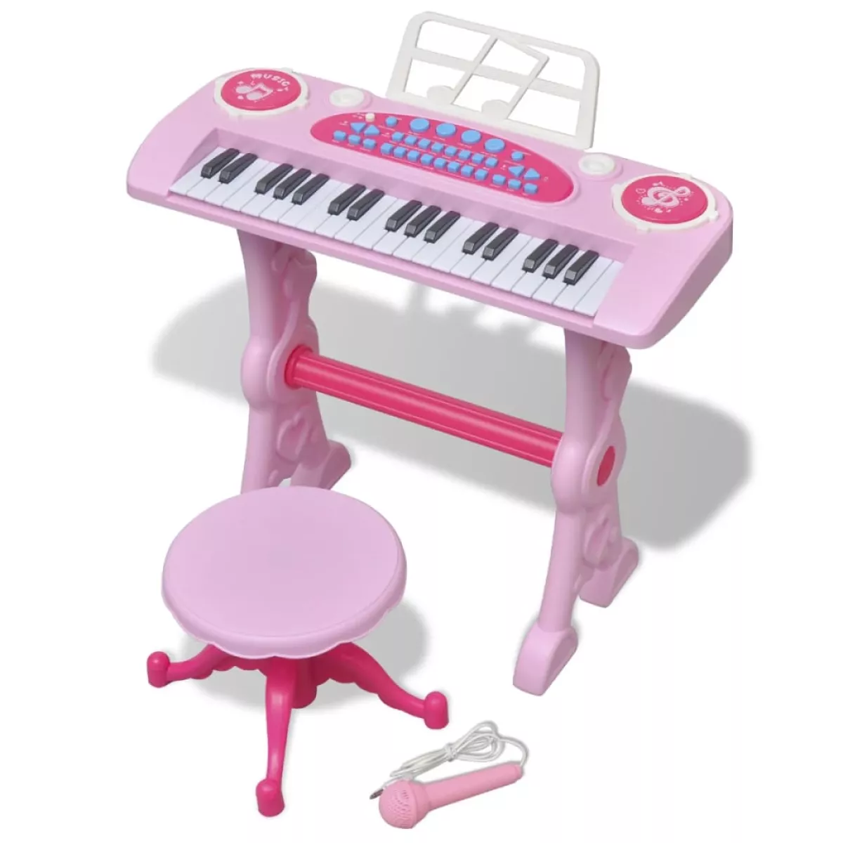 #1 - vidaXL legetøjskeyboard med skammel/mikrofon pink